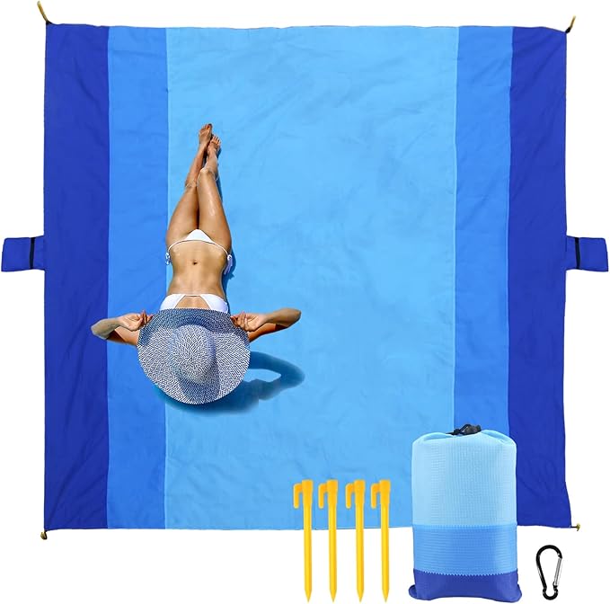 NewDoar Beach Blanket Sandproof Extra Large for 1-3 Adults / 1-8 Adults Sand Free Beach Mat Picnic Blanket Waterproof Oversized Lightweight Picnic Mat for Camping Hiking Beach Travel-1-8person