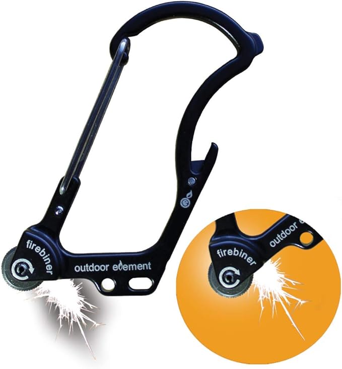 Firebiner 6-in-1 Fire-Starting Carabiner EDC Emergency Multitool -Keychain,Utility Blade,Bottle Opener,& More