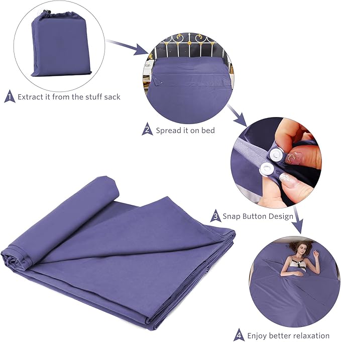 Travel and Camping Sheets Sleeping Bag Liner,Lightweight Travel Sheets for Hotel Portable Hotel Sleeping Bag Sack for Adults,Premium Soft Hotel Sleep Sheet for Traveling Hostels Picnic