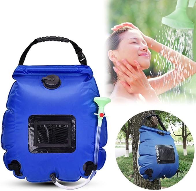 CLICIC Solar Shower Bag 5 gallons/20L Solar Heating Shower Bag with Removable Hose and On-Off Switchable Shower Head for Outdoor Camping Beach Swimming Traveling Hiking