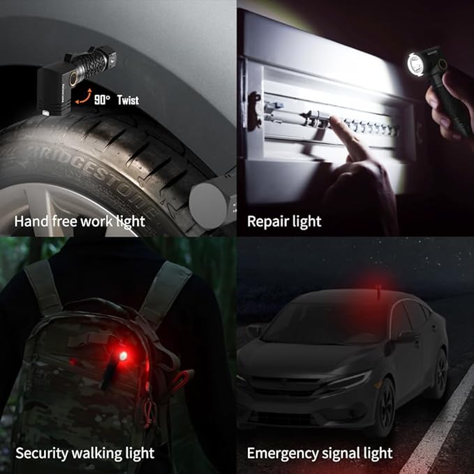 NICRON L71 Tactical Flshlights High Lumens, Type-C Rechargeable Magnetic Flashlight 90 Degree Working Light, IP65 Waterproof 1800 Lunmens LED Flashlights for Camping Outdoor Emergency, 8 Models