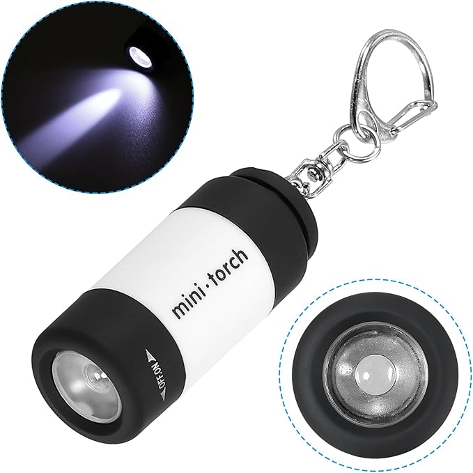 PATIKIL 2.1" Mini Rechargeable LED Keychain Flashlight, EDC Portable Small Torch with USB Charging for Everyday Carry, White