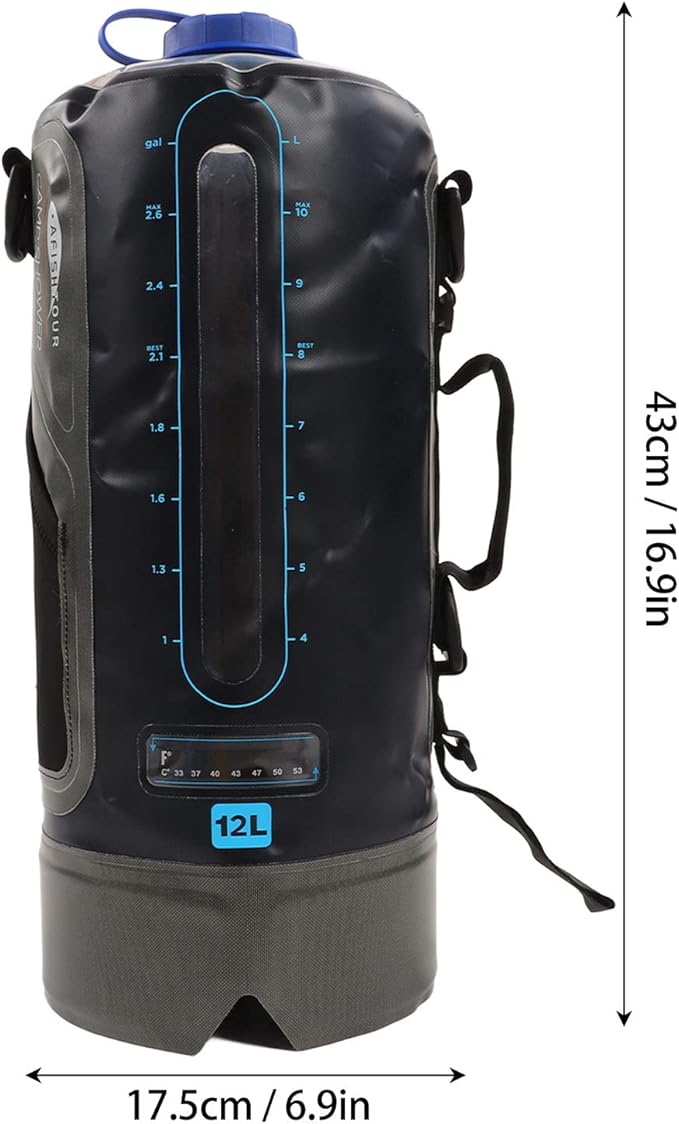 Topyond Camping Shower Bag, 12L Capacity Portable Shower Bag with Pump and Water Tube for Outdoor Backpacking,Outdoor Water Storage Bags Camping Accessories for Camping, Beach, Hiking, Climbing