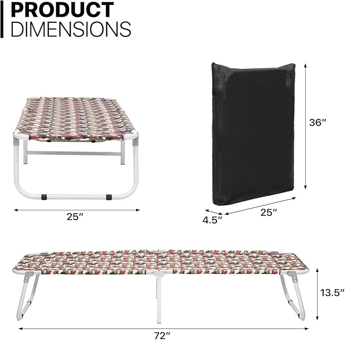 MoNiBloom Lightweight Folding Camping Cot Bed, Ultralight Folding Portable Compact Cots for Outdoor Travel Base Camp Hiking Mountaineering Lightweight Backpacking, Weight Capacity 195 lbs, Blue