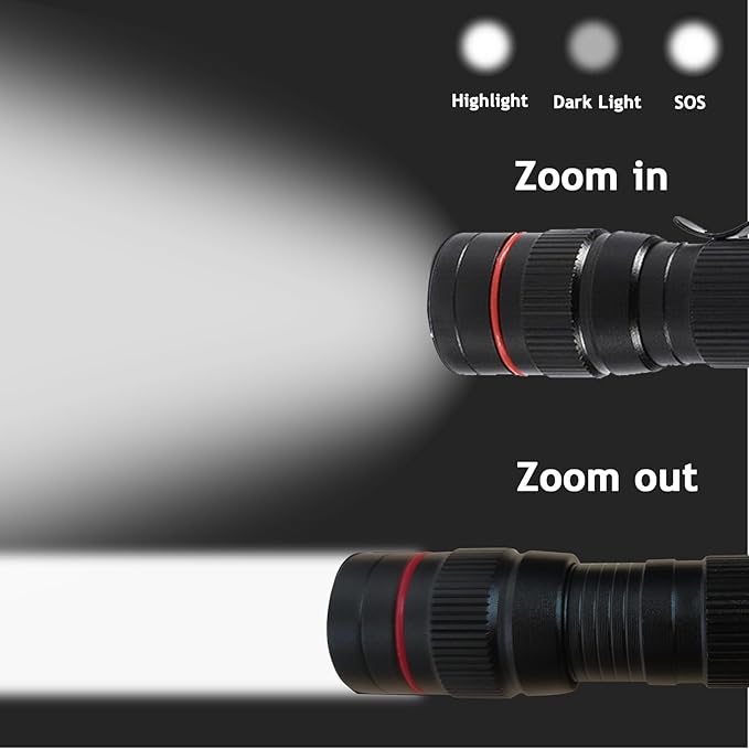 LED Flashlight Rechargeable 2 Pack, High Lumens Tactical Flashlights, Super Bright Small Flash Light, Mini Pocket Torch, 3 Modes Zoomable Flashlight for Outdoor, Camping, Birthday for Men Women