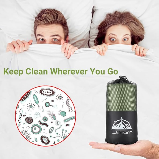 Sleeping Bag Liner,Travel Sheets & Adult Sleep Sack for Backpacking,Hotels & Hostels,Lightweight Single Camping Sleeping Bag Liners for Travel