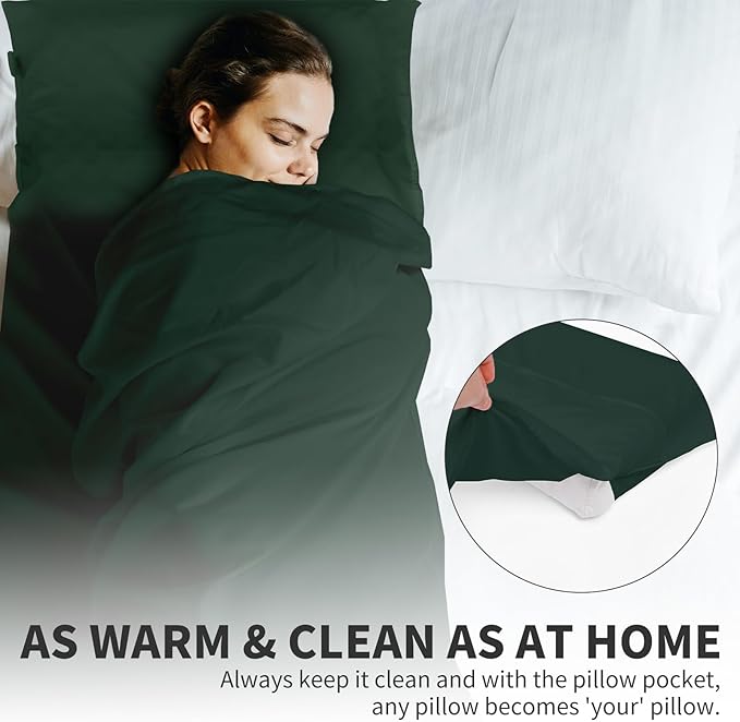 Sleeping Bag Liner Ultralight - Travel Sheets for Hotel, Portable & Comfortable & Quick-Drying Adult Sleep Sack for Camping, Business Trips, Traveling, Hostel