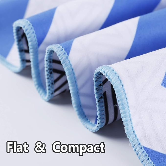 Microfiber Lightweight Thin Beach Towel Sandproof Compact Clearance Towels Quick Dry Sand Free Pool Swim Fast Drying Sandless Blanket Travel Essentials Accessories Vacation Men Adult Gift Blue Striped