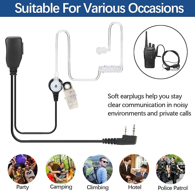 Baofeng Walkie Talkies Rechargeable Long Range for Adults Walkie Talkie Earpiece with Mic Waki Taki Handheld Two Way Radio with USB Base Charger Walky Talky for Camping Hiking(4 Pack)