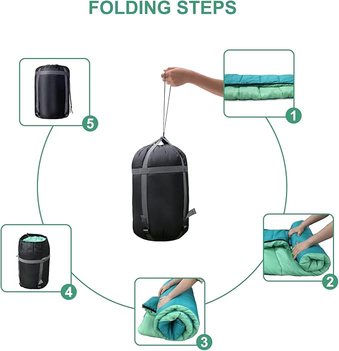 Camping Sleeping Bags for Adults Kids - 3-4 Seasons Warm & Cold Weather Backpacking Hiking XL Size Roomy Camping Gear Equipment for Couples Outdoor Car Family Travelling - Lightweight & Waterproof
