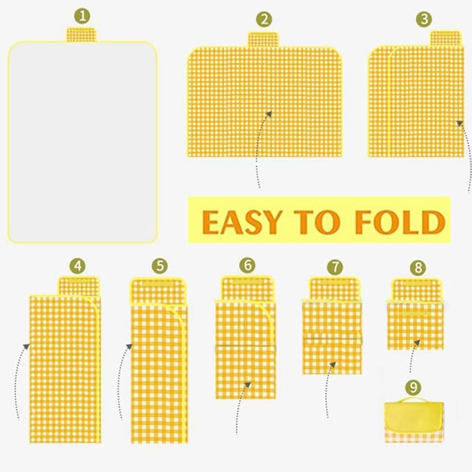 Extra Large Picnic Blanket Beach Blankets, 80''x60'' Picnic Mat Waterproof Sand Proof Foldable Portable for Outdoor Camping Hiking Travel Grass Park Music Festival Lawn Mats (yellow, 80x60 inch)