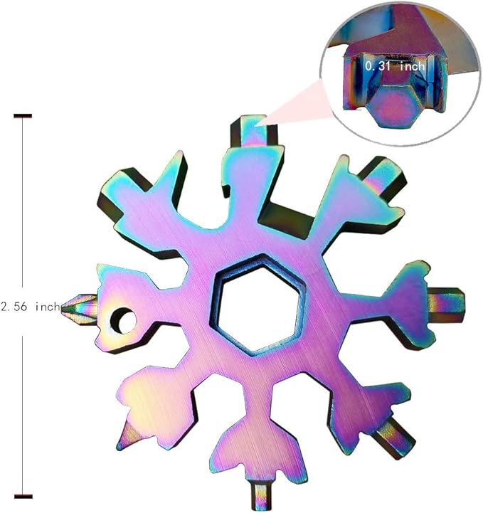 18-in-1 Snowflake Multi-Tool Screwdriver, Stainless Steel 18-1 Multitool Snow Tool (Multicolor)