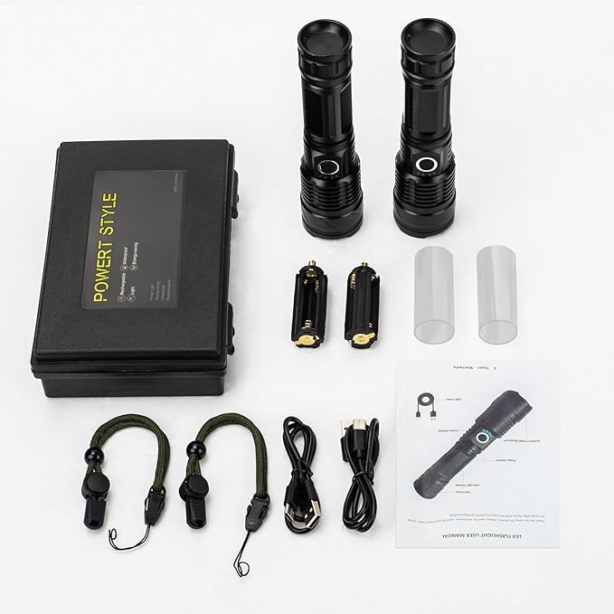 Flashlights High Lumens Rechargeable, 990000 Lumens Bright Flashlight, Powerful Flashlights With 5 Mode For Outdoor, 2pack LED High Powered Flash Light, Waterproof Flashlight For Home/Camping