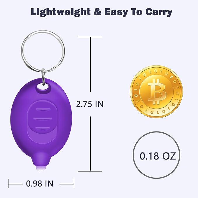 Mini UV Led Keychain Flashlight, Tiny Flashlight, Small Black Light Key Ring Flashlight, 12 Lumen Portable Ultra Bright Battery Powered Mini Black Light for Detector & Scorpion Finder (6PCS)