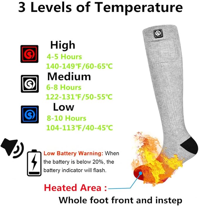 Savior Heated Socks,Rechargeable Electric Heated Socks for Men Women,Winter Foot Warmers,Suitable for Outdoor Work,Skiing,Skating,Cycling,Camping,Fishing,Hunting,etc.