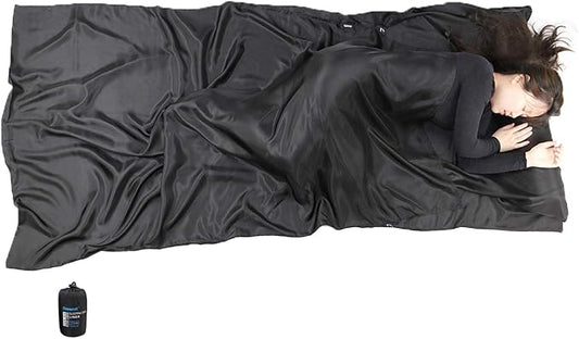 Browint Silk Sleeping Bag Liner, Silk Sleep Sack, Extra Wide 87"x43", Lightweight Travel Sheet for Hotels, More Colors for Option, Reinforced Gussets