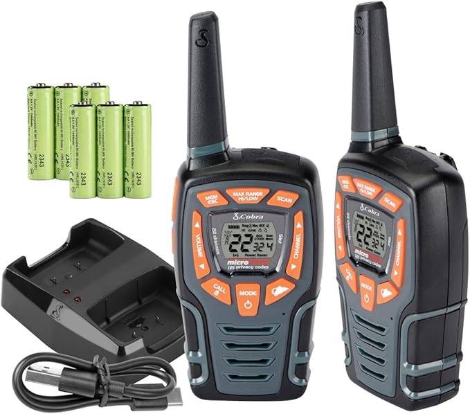 Cobra ACXT545 Walkie Talkies - Rechargeable, Long Range 28-Mile Two Way Radio Set with VOX ( 2 Pack )