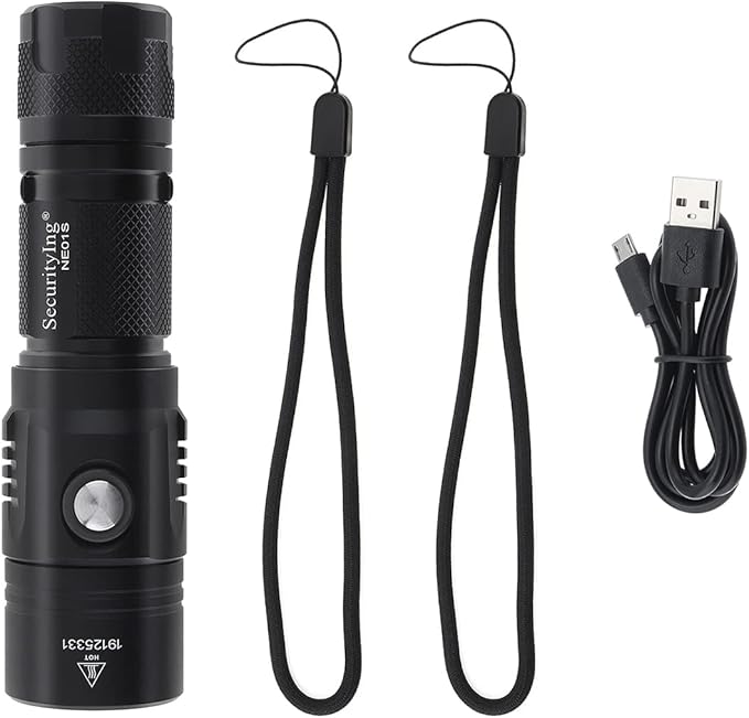 USB Rechargeable Flashlight, 1060 Lumens 7 Modes Waterproof Compact EDC Torch with Micro-USB Cable, Powered by CR123A Battery(Battery Not Included)