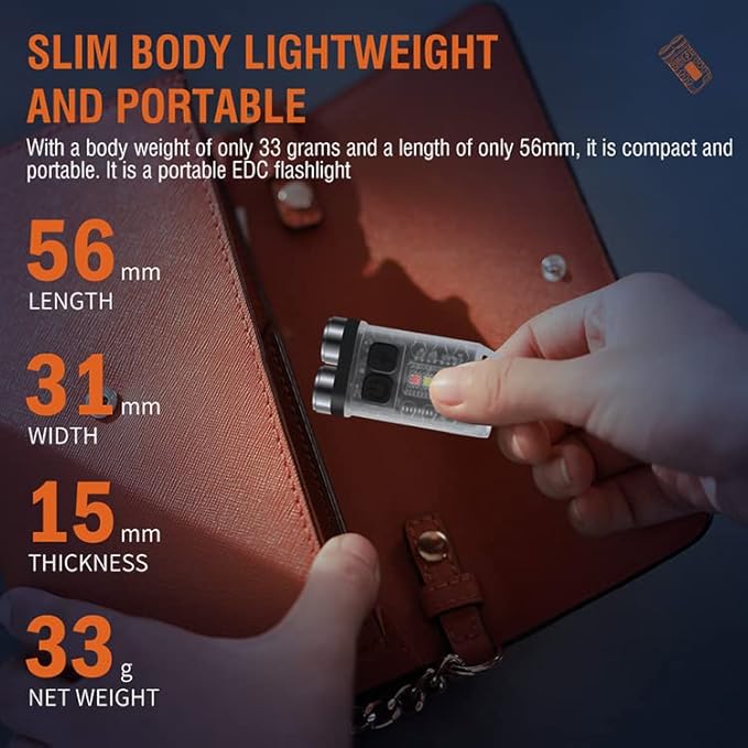 Mini Flashlight Keychain EDC Flashlight Rechargeable Magnet LED Bright 900LM Red UV Blue Light,IP65 Waterproof and 12 Light Modes Pocket Flashlight for Adventure Camping White