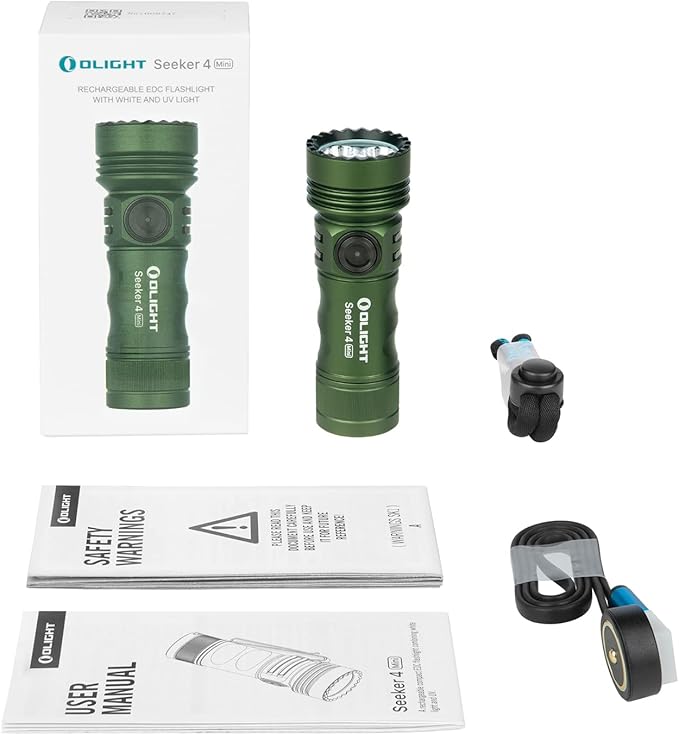 OLIGHT Seeker 4 Mini Rechargeable EDC Flashlight with 365nm UV Combo, 1200 Lumens White Light, Portable Black Light for Outdoors, Cleanliness Detection and Emergency