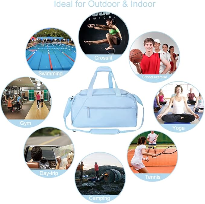 ROTOT Gym Duffel Bag, Gym Bag with Waterproof Shoe Pouch, Weekend Travel Bag with a Water-resistant Insulated Pocket