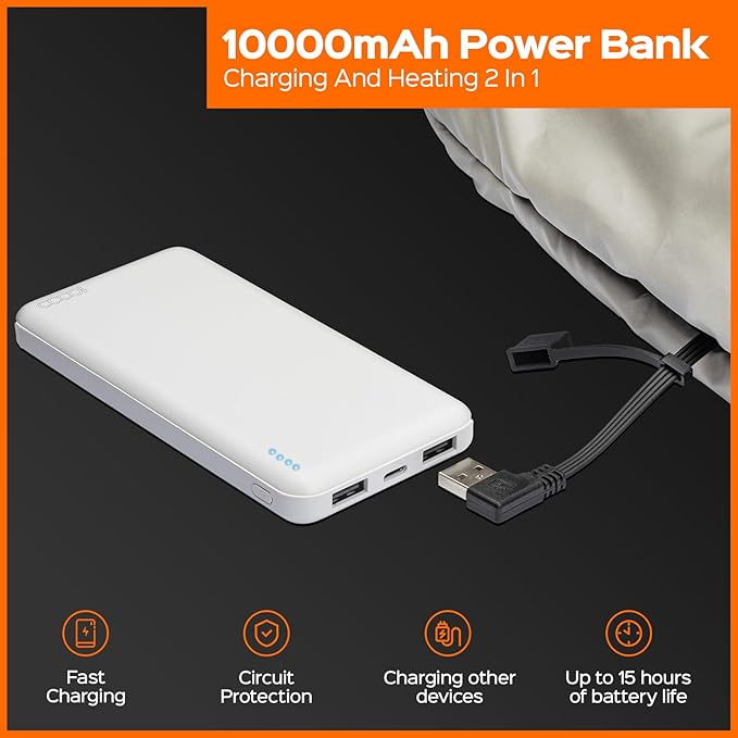 Heated Hand Warmer Pouch, 10000mAh Electric Heated Hand Muff, Rechargeable Portable Power Bank Hand Warmer with 3 Levels Heating for Football, Hunting,Fishing,Camping.(Grey)