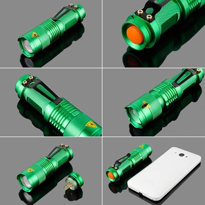MODOAO 3 Modes LED Flashlight Torch Tactical Lamp Mini Light for Camping Hiking Emergency (Lightgreen)