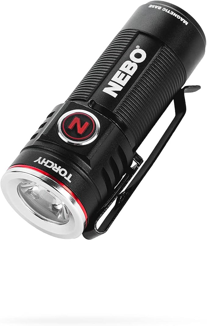 NEBO Torchy 1,000-Lumen Pocket Flashlight, LED Rechargeable Flashlight for EDC & MYCRO USB Rechargeable LED Keychain Light, Tactical Keyring Flashlight Features 6 Light Modes High Lumens –Red