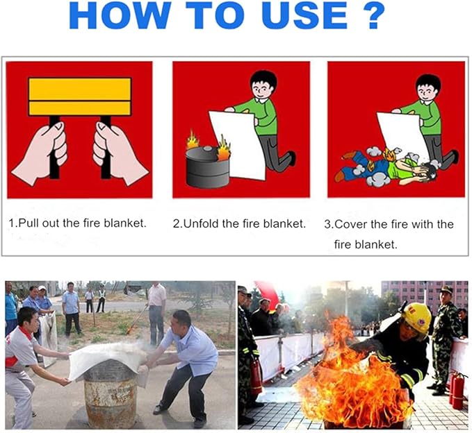 Emergency Fire Blanket, 40"x40" Flame Suppression Fiberglass Fire Blankets for Home Kitchen Camping Car Office Warehouse (1)