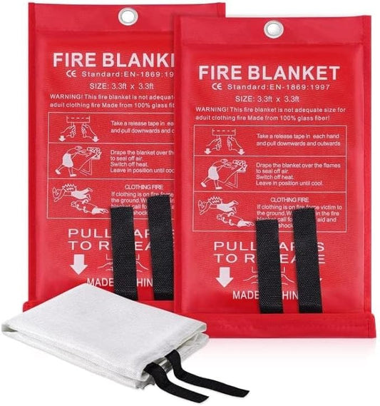 Fire Blankets Secure Your Space with Emergency Fire Blankets 2 Pack 40 x 40 inches - Ideal Protection for Kitchen, Home, Camping, Grill, Car, Office, Warehouse, School, Picnic.