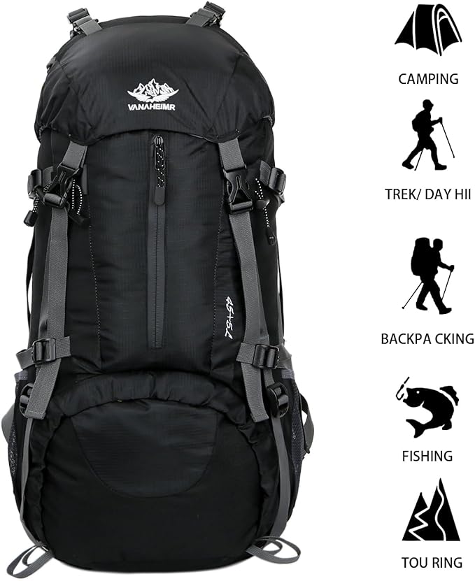 50L Hiking Backpack Men Camping Backpack with rain cover 45l+5l Lightweight Backpacking Backpack Travel Backpack