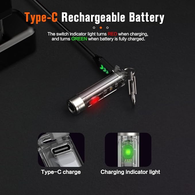 NICRON K11 Rechargeable Keychain Flashlight Lightweight,400 Hight Lumen with Extra 4 Sidelight, IPX4 EDC Mini Flashlight Be Used for Camping Outdoors Emergency Daiy Use