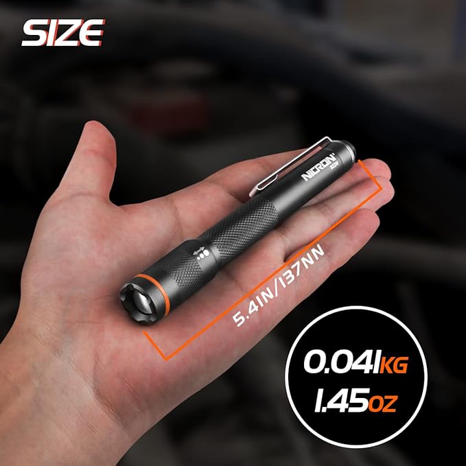 NICRON B22W LED Pocket Pen Light, Small, Compact, Portable, Zoomable Flashlight with Clip for nspection, Camping, Outdoor, Everyday Use