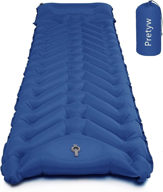 Sleeping Pad for Camping - Ultralight Camping Mattress with Pillow, Built-in Foot Pump, Compact Self-Inflatable Portable Camping Mat for Backpacking, Hiking, Car Traveling, Beach, Tent