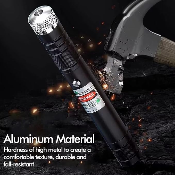 Cyahvtl Laser Pointer, Tactical Flashlights 2000 Metres Green Long Range High Power Handheld Flashlight, Rechargeable Laser Pointer for USB, with Star Cap Adjustable Focus Suitable for Projecto
