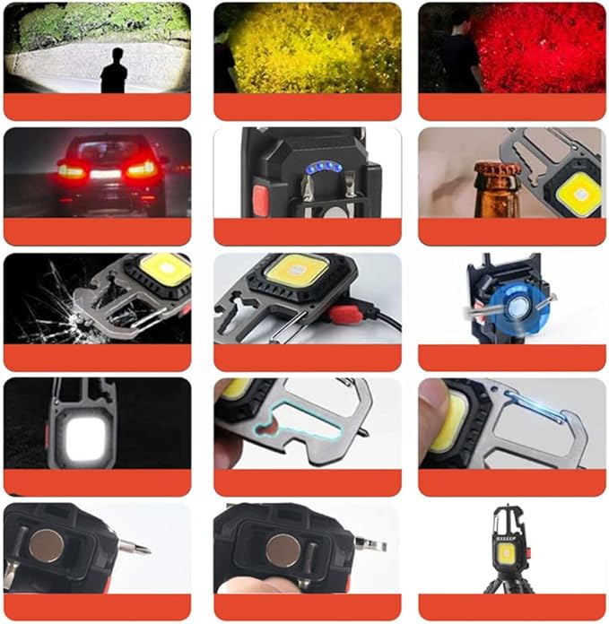 Keychain Flashlight for Camping - Mini Size - Rechargeable Keychain Light Pocket Mate for Keyring, 5 Modes, Multiple Functions (Black-3)