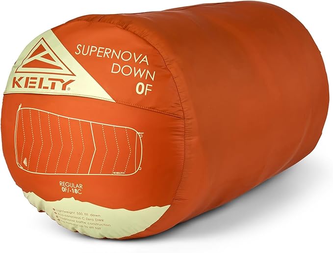 Kelty Supernova Down Sleeping Bag, Compact + Lightweight, Roomy Shape for All Body Types and Sleep Positions, Recycled Shell Fabrics
