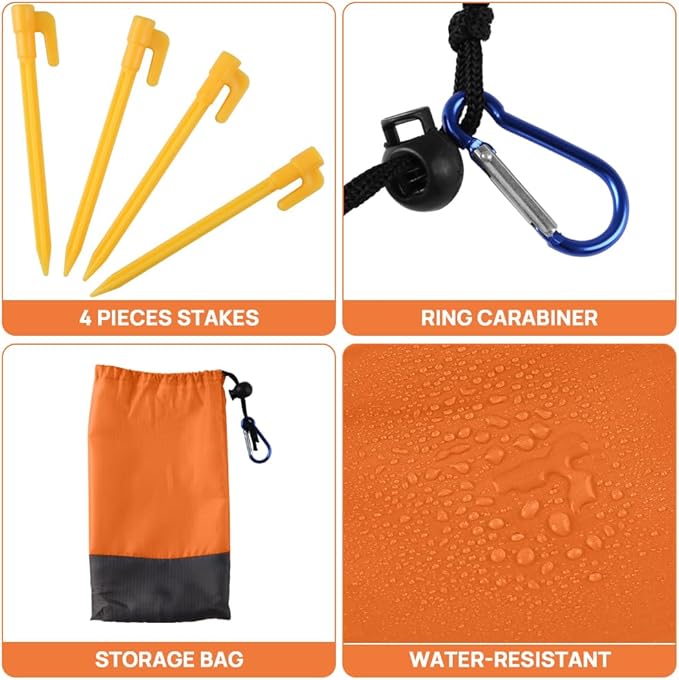Forbidden Road 83' x 79" Beach Blanket Oversized Waterproof Sandproof Picnic Mat for 1-3 Adults (Orange, 83' x 79" (1-3 Person))