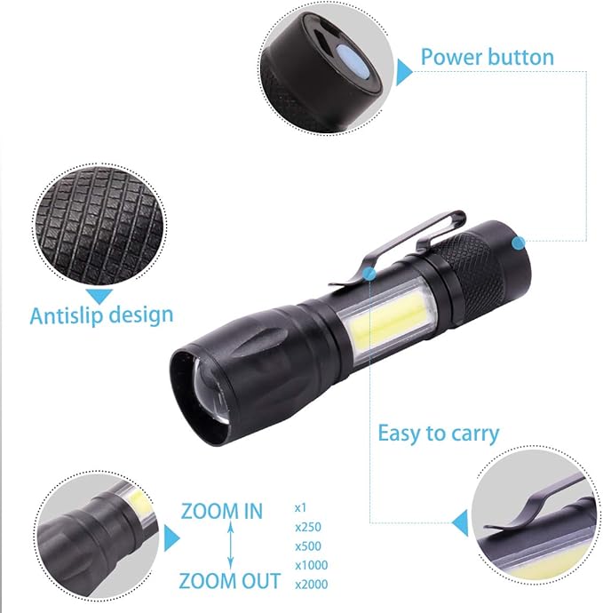 KunHe 4 Pack USB Rechargeable Mini Small LED Flashlights, Camping Lantern Combo Flashlight, Bright High Lumens EDC Flash Light, Christmas Gifts for Men