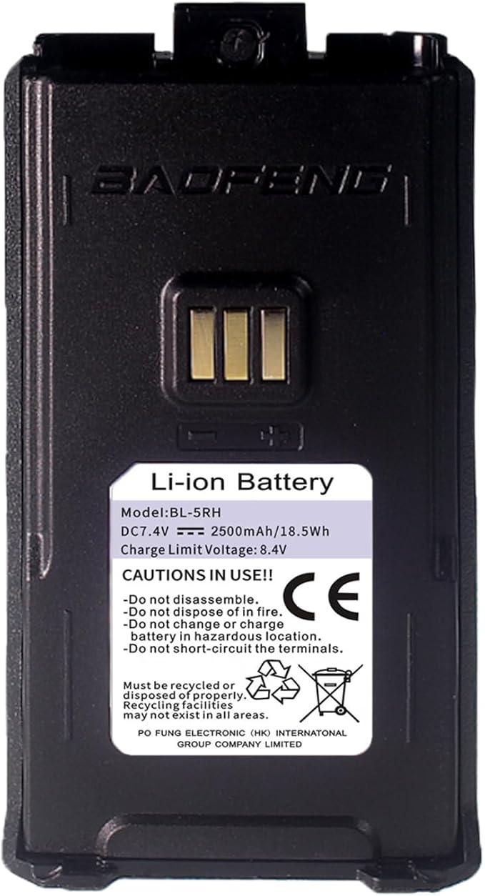 BAOFENG UV-5RM Battery 2500mAh Enlarge Capacity for UV-5RH Two Way Radio USB-C Charging 7.4V BL-5RH Li-ion Battery Replacement GM-5RH Walkie Talkie Accessories