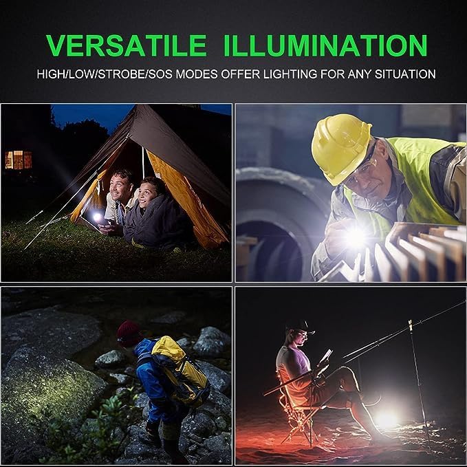 2 Pack 5 Modes LED Rechargeable 5000 High lumens Flashlights, Super Bright Zoomable Flashlight Waterproof for Kids Camping,emergencies