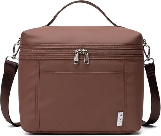 NOL Natural Organic Lifestyle Small Insulated Lunch Bags for Women Cooler Bag Lightweight Nylon Waterproof Lunch Box for Work(Small,coffee)