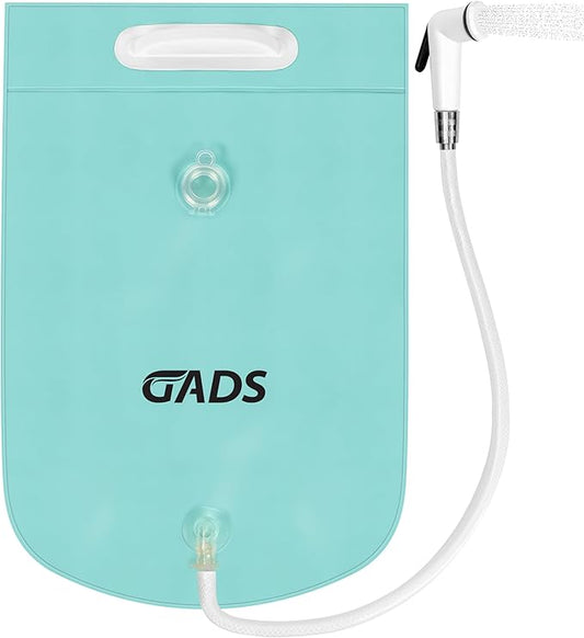 Portable Hair Washing Station, 2.5 GL Bedside Shower Water Bag for Hair Washing in Bed, Use with Inflatable Shampoo Basin, Inflatable Hair Washing Basin, Inflatable Bathtub - Blue