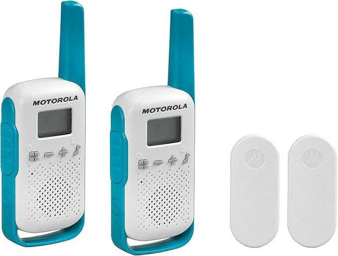 Motorola Solutions, Portable FRS, T114, Talkabout, Two-Way Radios, Battery Operated, 22 Channel, 16 Mile, White/Blue, 2 Pack