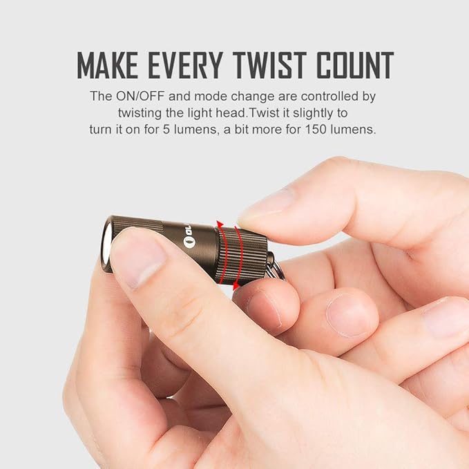 OLIGHT i1R 2 EOS 150 Lumens Tiny Rechargeable Keychain Flashlight EDC Mini LED Keyring Light with Built-in Battery for Camping Hiking Dog Walking etc (Desert Tan)