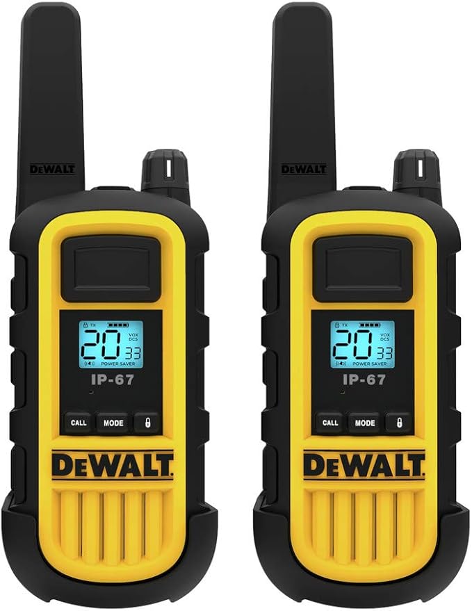 DEWALT DXFRS800 2 Watt Heavy Duty Walkie Talkies - Waterproof, Shock Resistant, Long Range & Rechargeable Two-Way Radio with VOX (2 Pack)