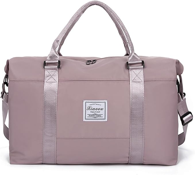 KARRESLY Travel Duffel Bag for Women,Shoulder Weekender Overnight Bag Sports Gym Tote Bag,Waterproof(Dark Pink) free size