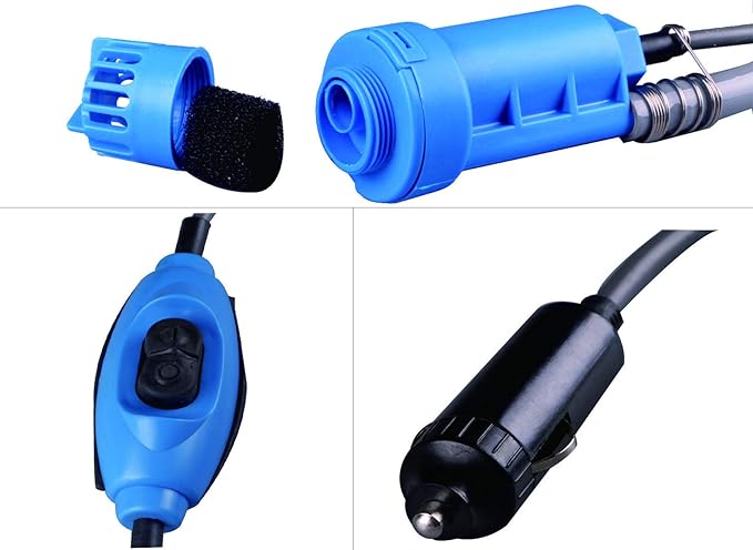 12V car cigarette lighter Portable shower electrical pump for Outdoor Camping Car washing dog cleaning blue