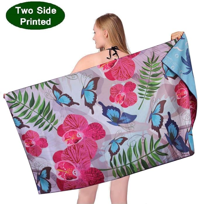 HAOKUN Microfiber Sand Free Beach Towel Blanket-Quick Fast Dry Super Absorbent Lightweight Thin Towel for Travel Pool Swimming Bath Camping Yoga Gym Sport Idea (Butterfly)