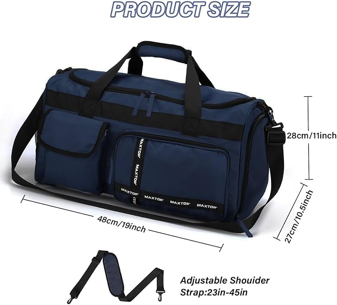 MAXTOP Gym Bag for Women Men Travel Duffle Bag Large Capacity Carry On Weekender Overnight Bag With Shoe Compartment Gym Tote Dry Wet Separation Duffel Bag for Travel